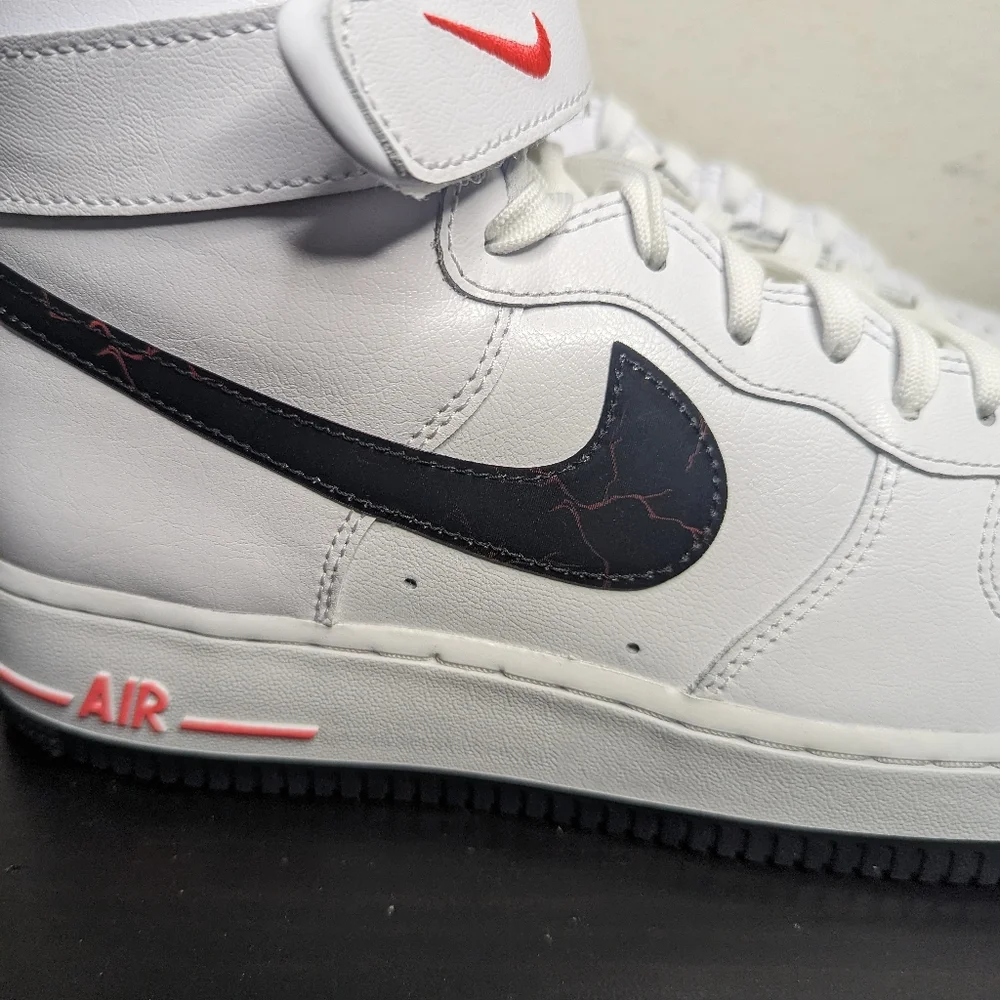 Nike Air Force 1 One High Hi Electric White Black Red FD0730 100 Uptown - Picture 7 of 9